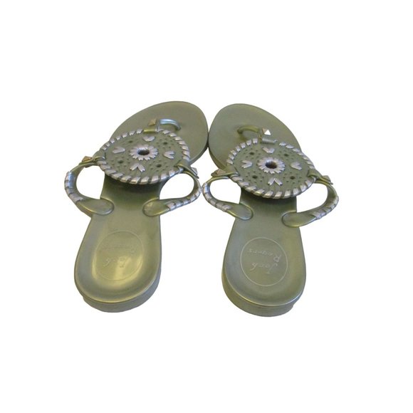*Jack Rogers Green and Silver Metallic Medallion Motif Thong Sandal - Picture 4 of 5